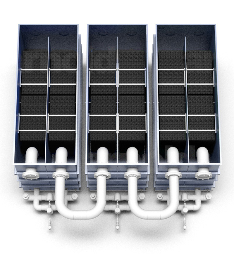 low flow oxyshark water treatment system modular arrangement, three in row